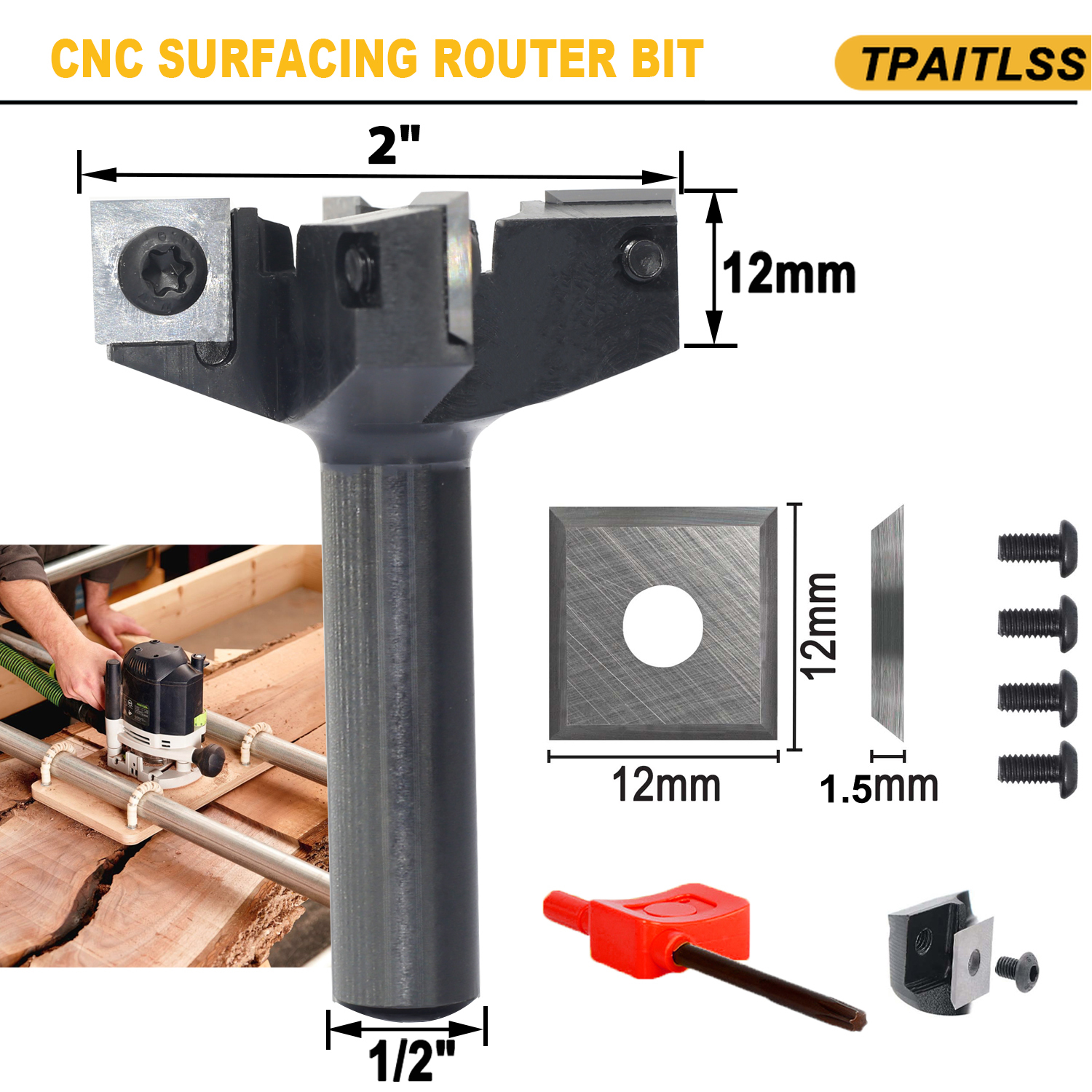 Cnc Router Bit - CNC Spoilboard Surfacing Router Bits, 4