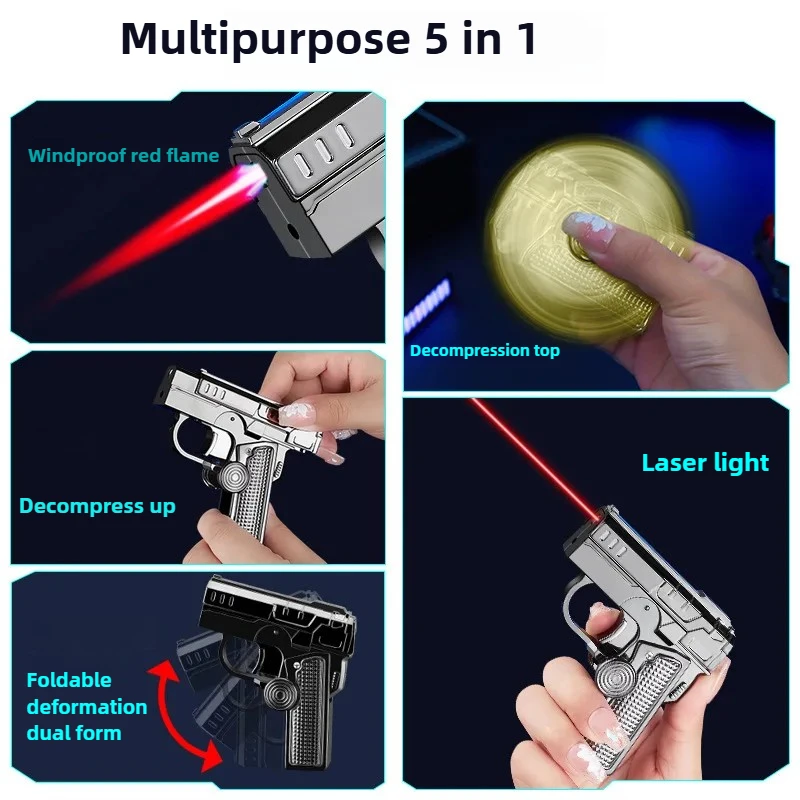 Industrial Laser Gun - Creative Red Flame Gas Lighter, Foldable