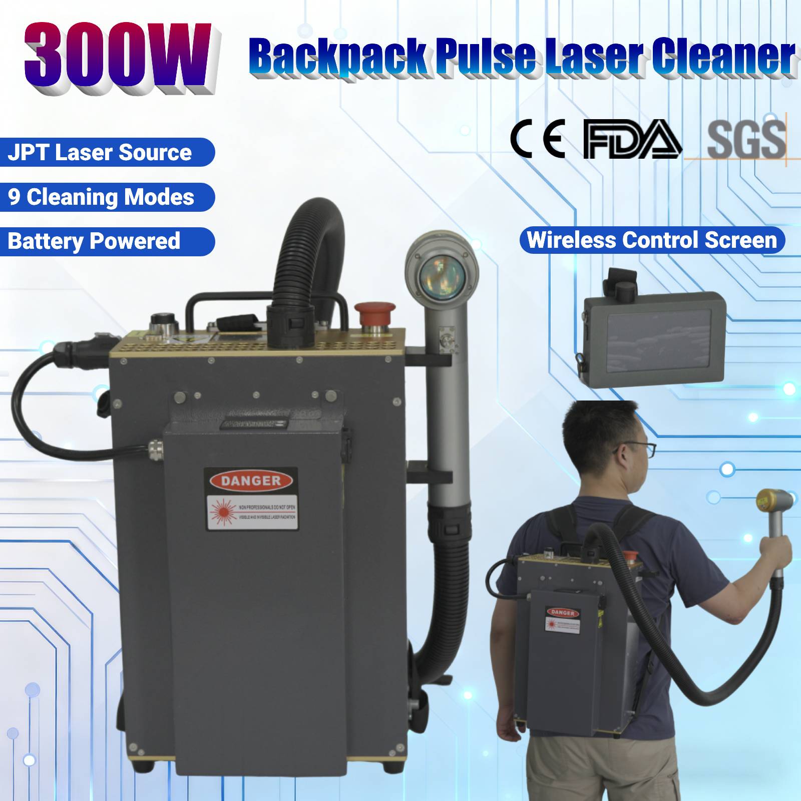 300W Backpack JPT Pulse Fiber  – Industrial Laser Paint Remover recenzja i cena