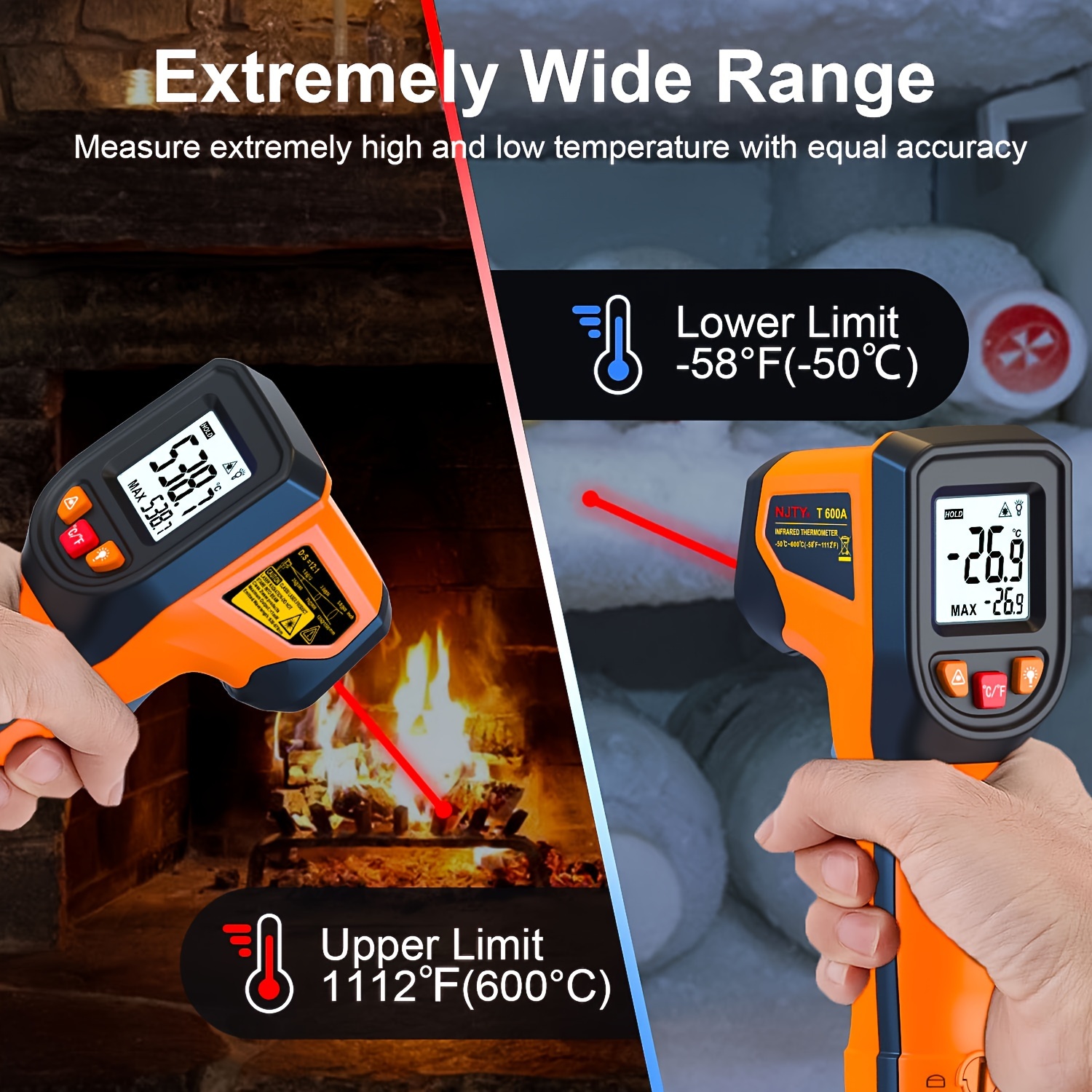 NJTY T600T600A Laser Temperatu – Industrial Laser Thermometer Gun recenzja i cena