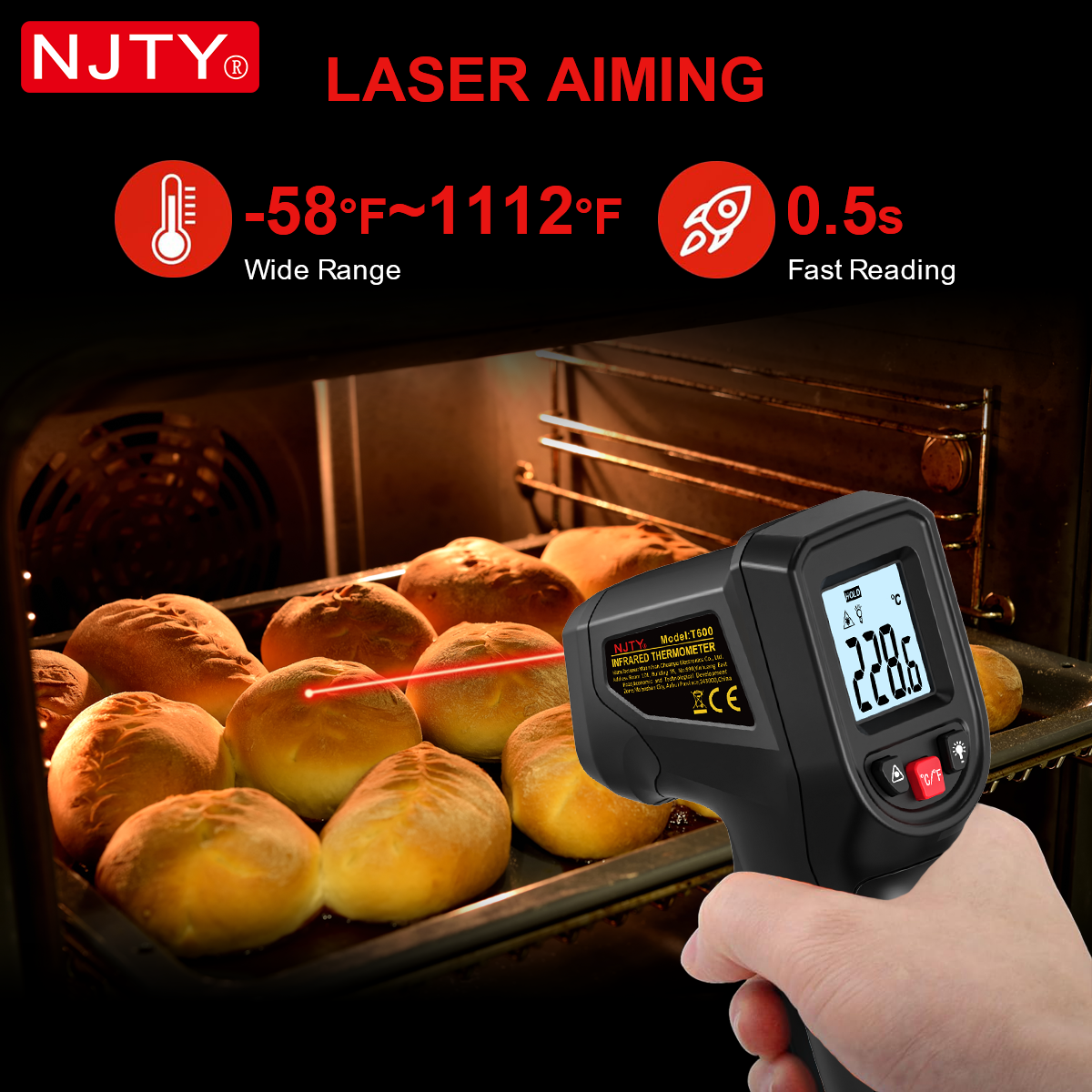 NJTY T600 Infrared Thermometer – Industrial Laser Thermometer Gun recenzja i cena
